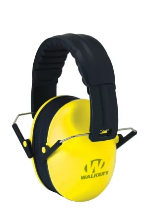 Walkers Passive Baby & Kids Folding Polymer 22 dB Over the Head Ear Muffs Yellow - Premium