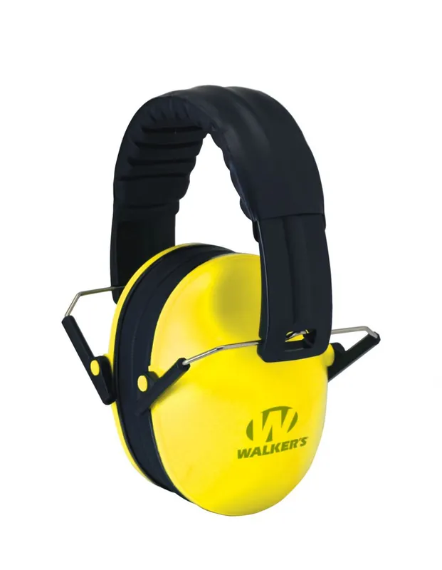 Walkers Passive Baby & Kids Folding Polymer 22 dB Over the Head Ear Muffs Yellow - Premium