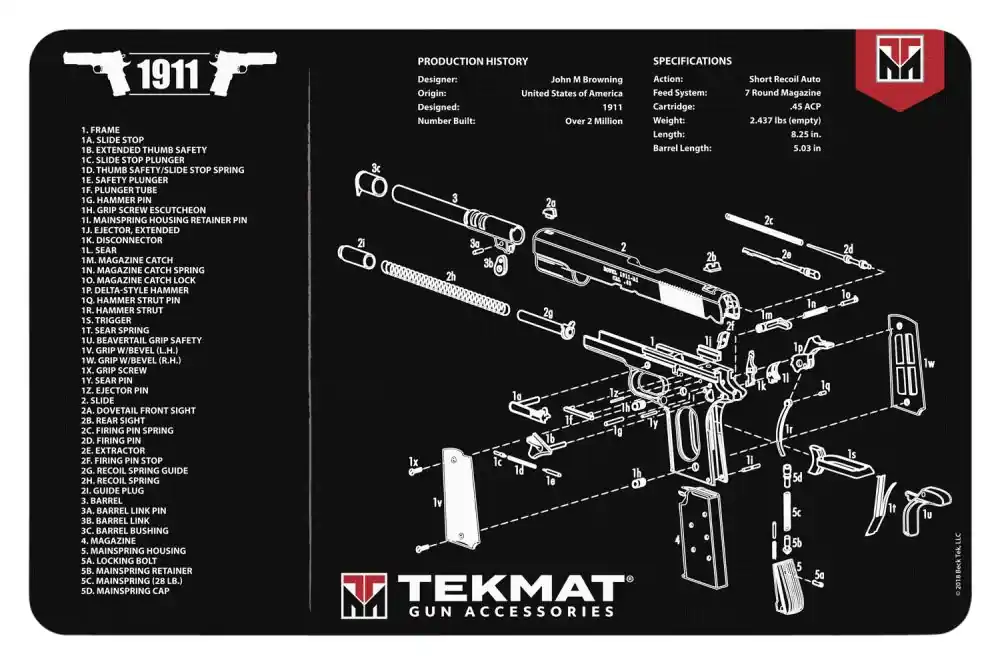 Popular Choice - TekMat Original Cleaning Mat 1911 Parts Diagram