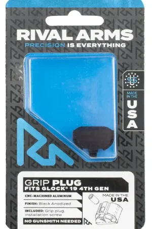 Clearance | Rival Arms Grip Plug for Glock 19 Gen4 Black Hardcoat Anodized Aluminum