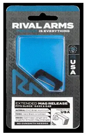 In Demand - Rival Arms Magazine Release for Glock 43X/48 Extended Black Anodized Aluminum