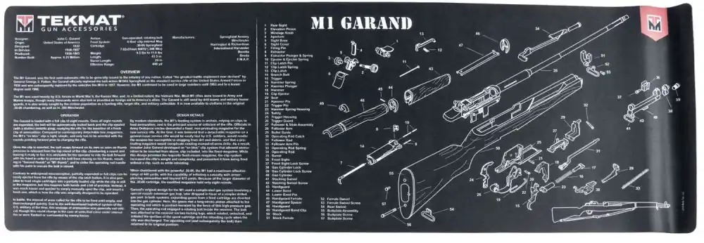 Reduced Price | TekMat Original Cleaning Mat M1 Garand Parts Diagram 36 in x 12 in