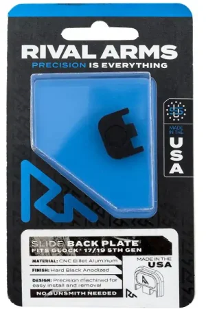 Popular - Rival Arms Slide Back Cover Plate Double Stack Glock 17/19 Gen5 Black Anodized