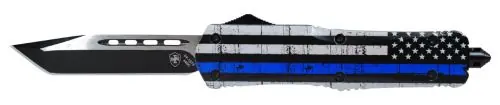 Quick Shipping - Templar Knife Back The Blue 89mm Tanto Plain Black 440C OTF
