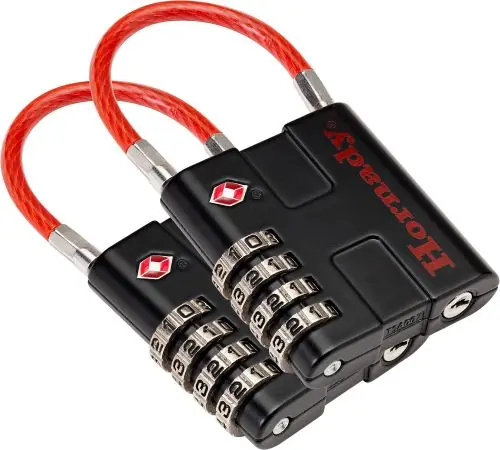 Newly Listed | Hornady Rapid Safe TSA Lock Open Combination Cable Lock Black Red 2 Pack