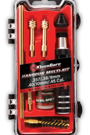Clearance Price - KleenBore KLN HMK-38-45 Multi-Pistol Cleaning Kit for .38 9mm 10mm .40 .45
