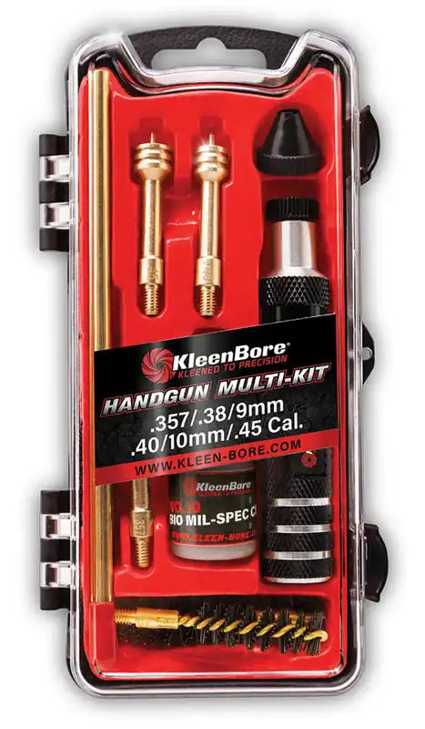 Clearance Price - KleenBore KLN HMK-38-45 Multi-Pistol Cleaning Kit for .38 9mm 10mm .40 .45