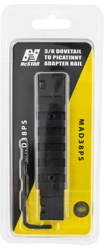 Top Seller | NcSTAR MAD38PS Adapter 3/8 Dovetail to Picatinny Rail Black
