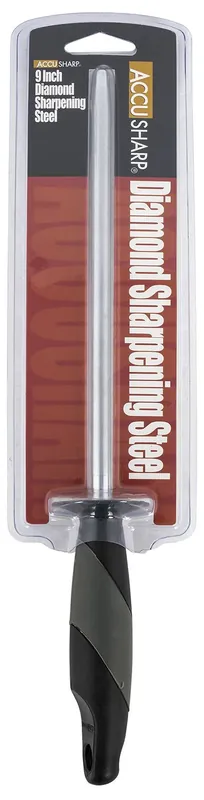 AccuSharp Diamond Sharpening Steel 9 inch Black Overmolded Rubber Handle - Get Yours