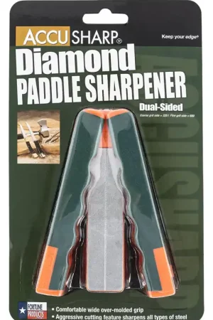 Easy Returns - AccuSharp Diamond Paddle Folding Fine Coarse Diamond Sharpener Gray/Orange Overmolded Rubber Handle