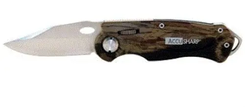 Buy Today - AccuSharp Sport 3" Folding Plain Stainless Steel Blade Camo Anodized Aluminum Handle