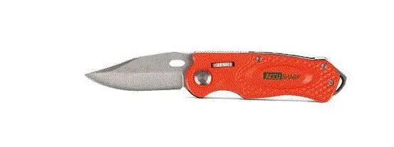 AccuSharp Sport 3-inch Folding Plain Stainless Blade Orange Anodized Aluminum Handle - Best Price