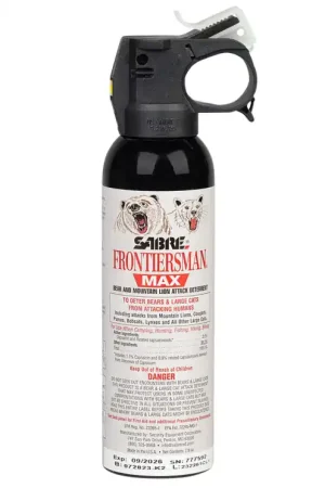 Sabre Frontiersman Bear & Mountain Lion Spray 2.0% Capsaicinoids 40ft Glow-in-the-Dark 7.90 oz | New Release