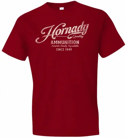 Hornady Gear Vintage Script Cotton Semi-Fitted 2XL Red - Limited-Time Deal