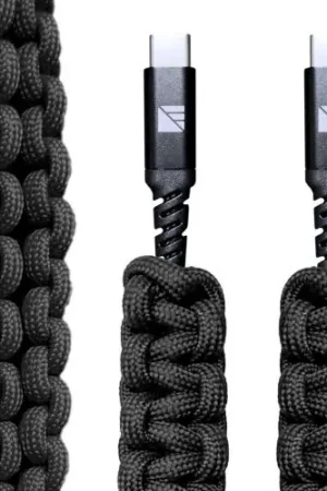 Dark Energy USB C to C Paracord Cable Black | In Demand
