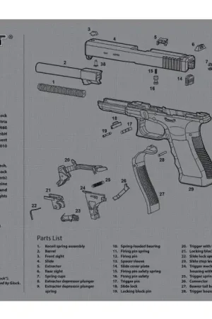 Easy Checkout - TekMat TEKR17G4GY Original Cleaning Mat For Glock Gen4 Parts Diagram Gray