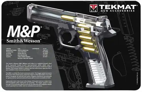 Daily Deal - TekMat S&W M&P Cutaway Cleaning Mat 11" x 17" Black/White