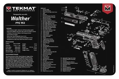 Order Direct - TekMat Original Cleaning Mat Walther PPQ Mod2 Parts Diagram 11 x 17 in