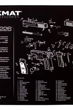 TekMat Ultra Premium Cleaning Mat SIG P226 Parts Diagram - Limited Quantity