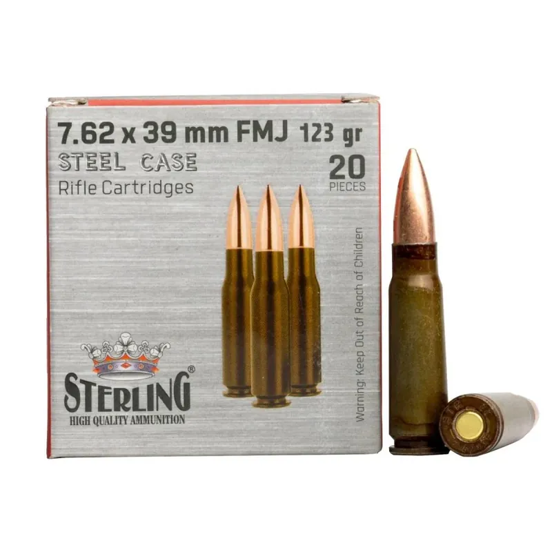 Big Sale - Sterling Ammunition 7.62x39mm 123 Grain Full Metal Jacket Steel Case