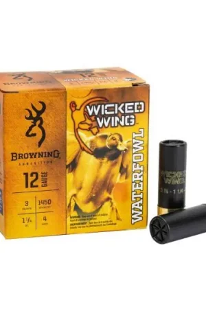 Browning Wicked Wing 12 Gauge Steel #4 Shot 3in 1.25 Ounce 25 Rounds - Customer Favorite