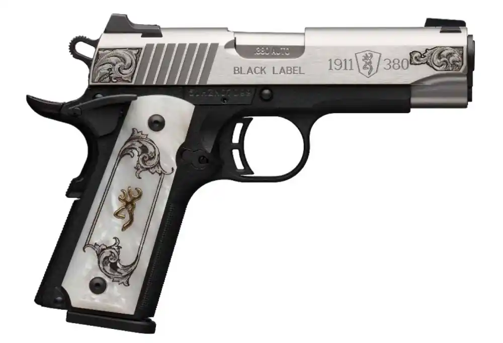 Top Seller - Browning 1911-380 Black Label Medallion Engraved .380 ACP Stainless/Silver Pistol