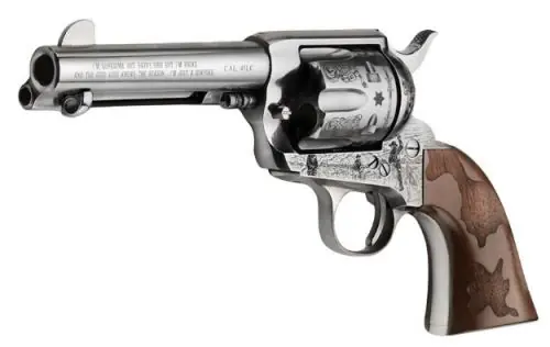 Pietta Cowpoke Engraved Cowhide Walnut Grip .45 Colt Nickel Revolver - Almost Gone