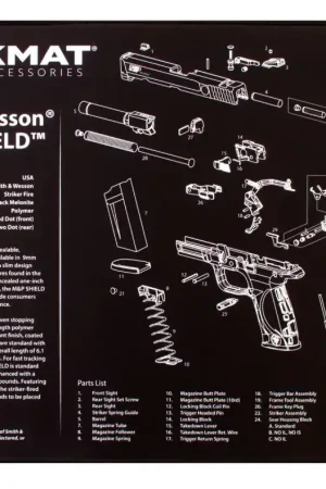 TekMat Ultra Premium Cleaning Mat S&W M&P Shield Parts Diagram 15x20 - Professional Grade