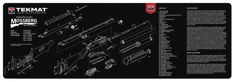 TekMat Original Cleaning Mat Mossberg Parts Diagram 12x36 | Highly Rated