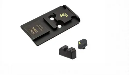 Best Seller | Night Fision Optic Plate + Backup Sight Combo Aimpoint ACRO Fits Glock MOS Yellow Front Night Sight