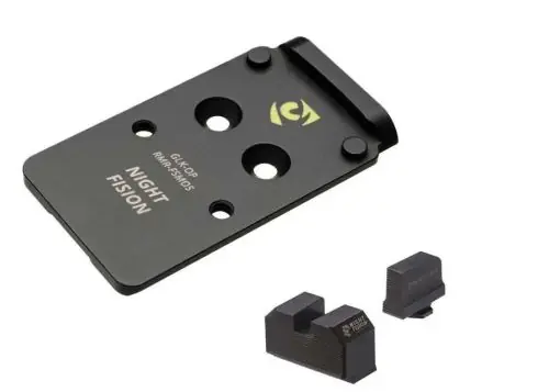Limited Time - Night Fision RMR Cut Adapter Plate and Blacked Out Sights Combo for Glock MOS