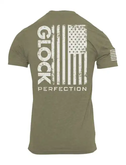 Glock Perfection Flag Tee T-Shirt M Green - Clearance
