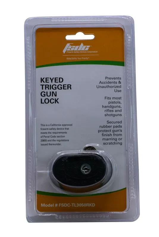 FSDC Trigger Lock Open With Key Black Steel Firearm Fit- Handgun/Rifle/Shotgun - Super Sale