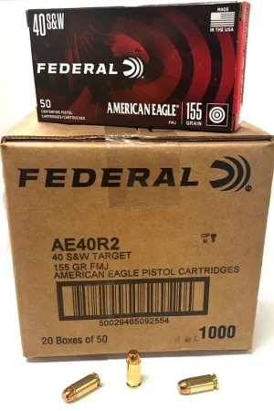 Get Yours | American Eagle 40S&W Ammo 155gr FMJ 1000rd case