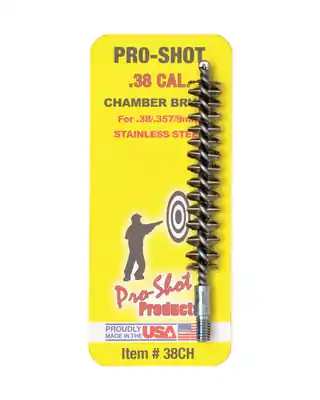Pro-Shot Products 38CH Stainless Steel Chamber Brush .38/.357 Revolver - High Quality