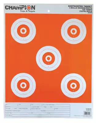 Special Price | Champion Targets Shotkeeper Targets 5-Bull White/Orange Large