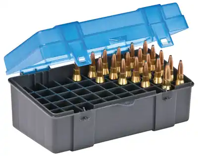 Just Added - Plano Flip Top Medium Rifle Ammo Case 50 Round Gray/Blue